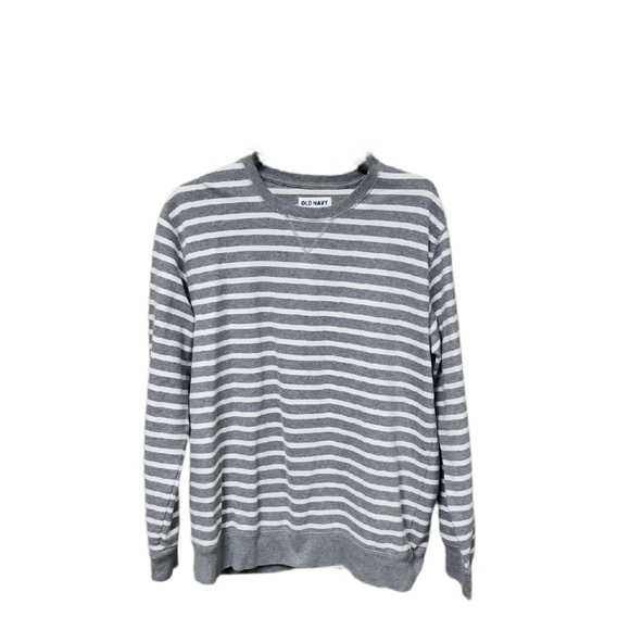 Old Navy Men's Gray and White Striped Pullover Sweatshirt Size XL - Picture 1 of 6